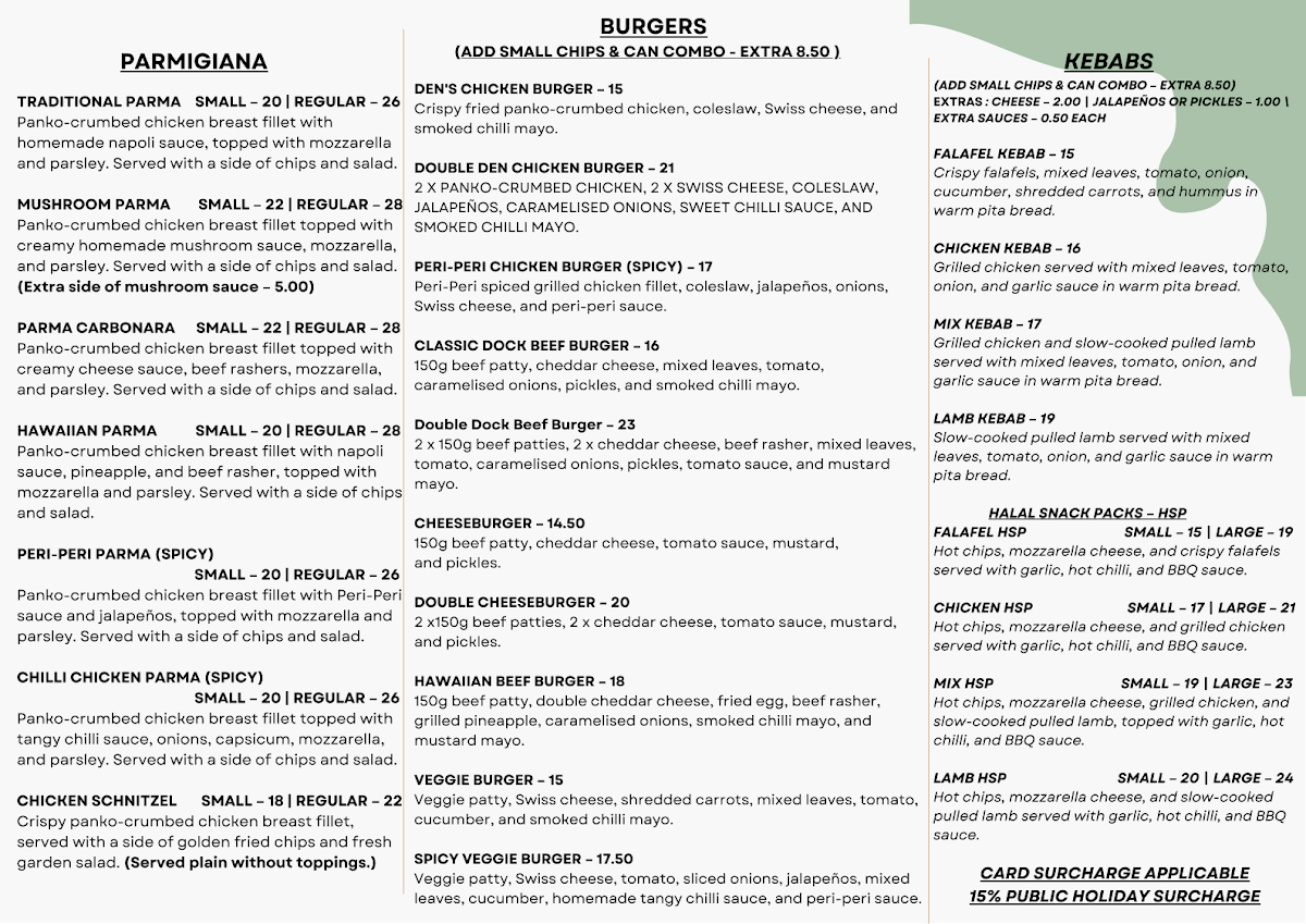 Docklands Den Menu - Image 1