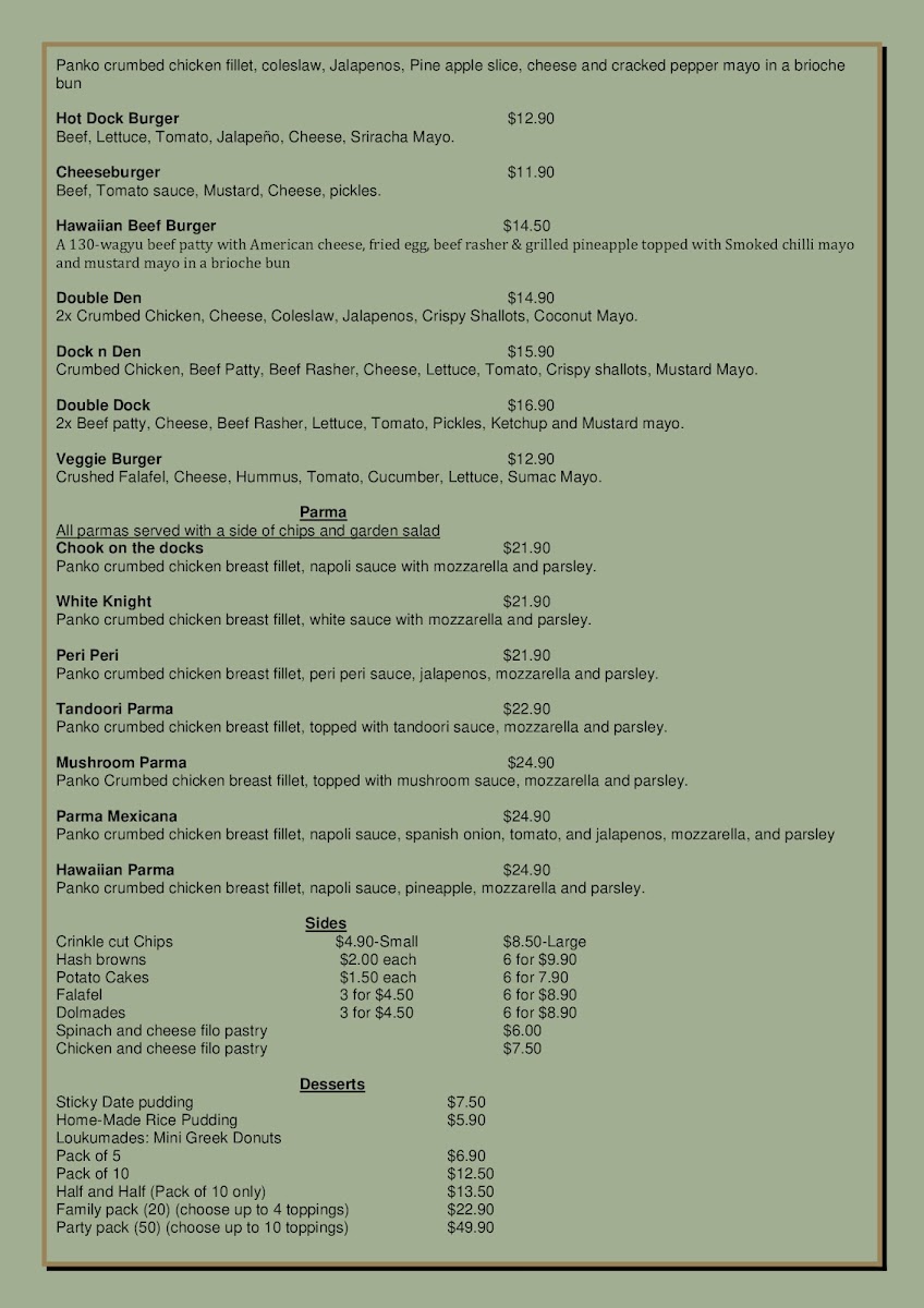 Docklands Den Menu - Image 5